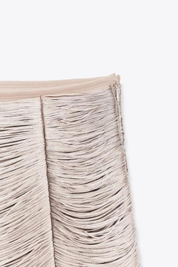 ZARA МИНИ-ЮБКА С БАХРОМОЙ, РОЗОВЫЙ