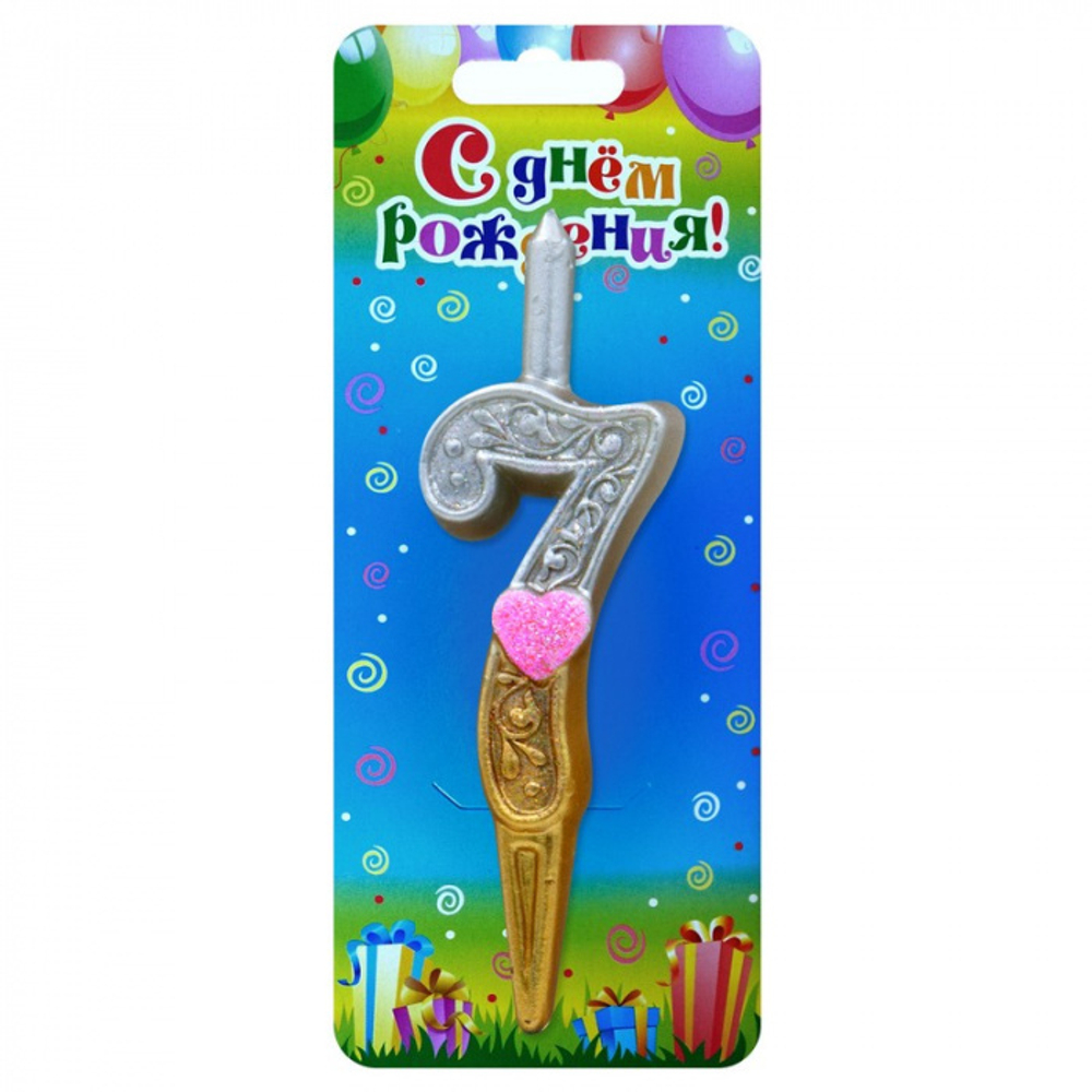 Свеча-Цифра Сердечко 7 12 см