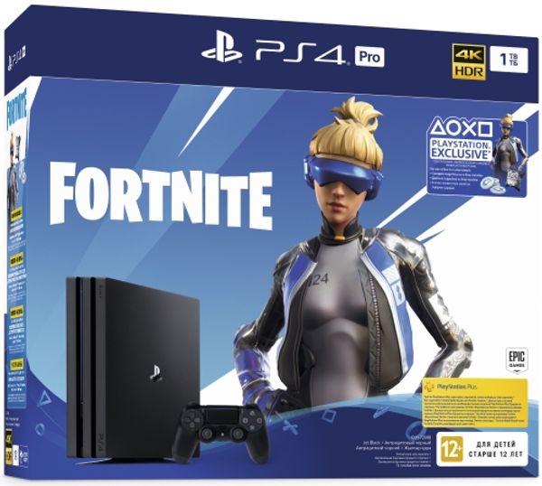 Игровая приставка Sony PlayStation 4 Pro (Black) + дополнительные материалы для Fortnite