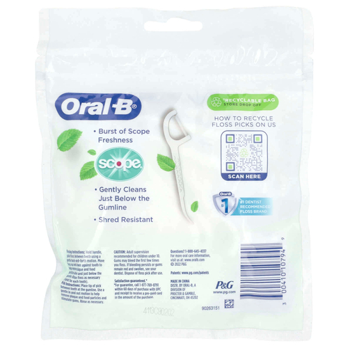 Oral-B, Scope Floss Picks, свежая мята, 75 зубочисток