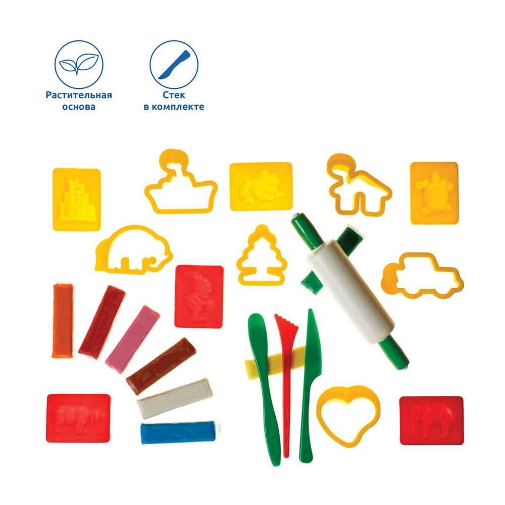 Пластилин JOVI (Испания), набор, 8 цветов, 200 г, 12 форм, 3 стека, скалка, пластиковый чемодан, 230