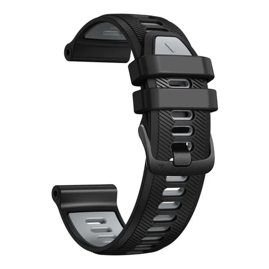 Ремешок силиконовый для Garmin Forerunner 970 / 965 / 955 / 745 (Черный Серый)