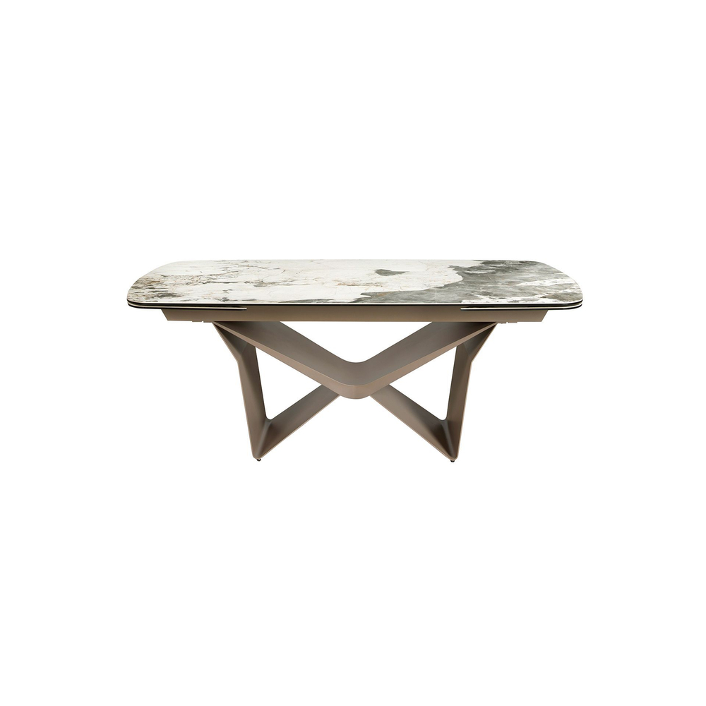 Овальный раздвижной обеденный стол 1154 из керамики в отделке под мрамор