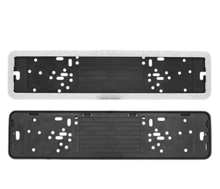 Рамка под номер пластик Черная защелка со СТРАЗАМИ - Серебро (уп2шт) RAMKA-DIAMOND-SILVER