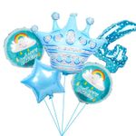 Шар (40"/102 см) Цифра, 4, Звездочки, Голубой, в упаковке 1 шт.