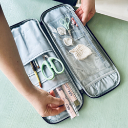 Органайзер пенал для проволоки, спиц, стеков и других инструментов для рукоделия (серый, на молнии)