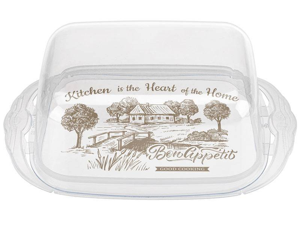 Масленка с декором 18,9*11*6,9см (бесцветный)