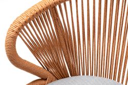 "Милан" стул плетеный из роупа, каркас алюминий светло-серый (RAL7035) шагрень, роуп оранжевый меланж круглый, ткань светло-серая