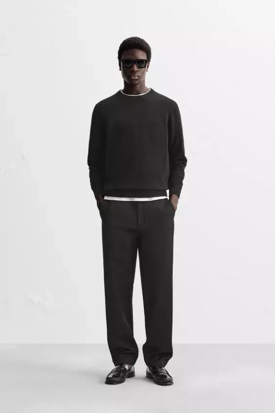 ZARA СВИТЕР ИЗ 100% КАШЕМИРА, ЧЕРНЫЙ