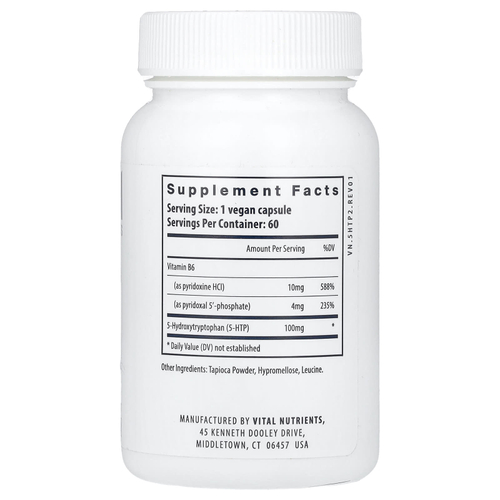 Vital Nutrients, 5-HTP, 100 мг, 60 веганских капсул