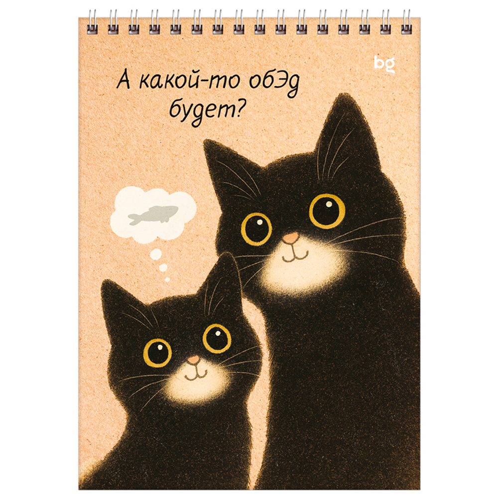 Блокнот  BG "Настроение - кот" на спирали, А5, 60 листов в клетку