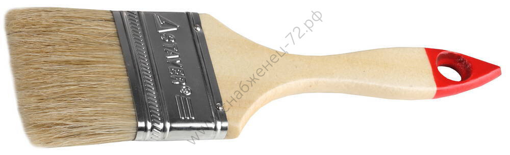 STAYER Universal 63 мм, 2,5″ светлая натуральная щетина, деревянная ручка, Плоская кисть, STANDARD (0101-063)