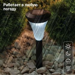 Светильник уличный ЭРА SL-PL31 на солнечной батарее садовый черный 31 см | Садовые декоративные светильники