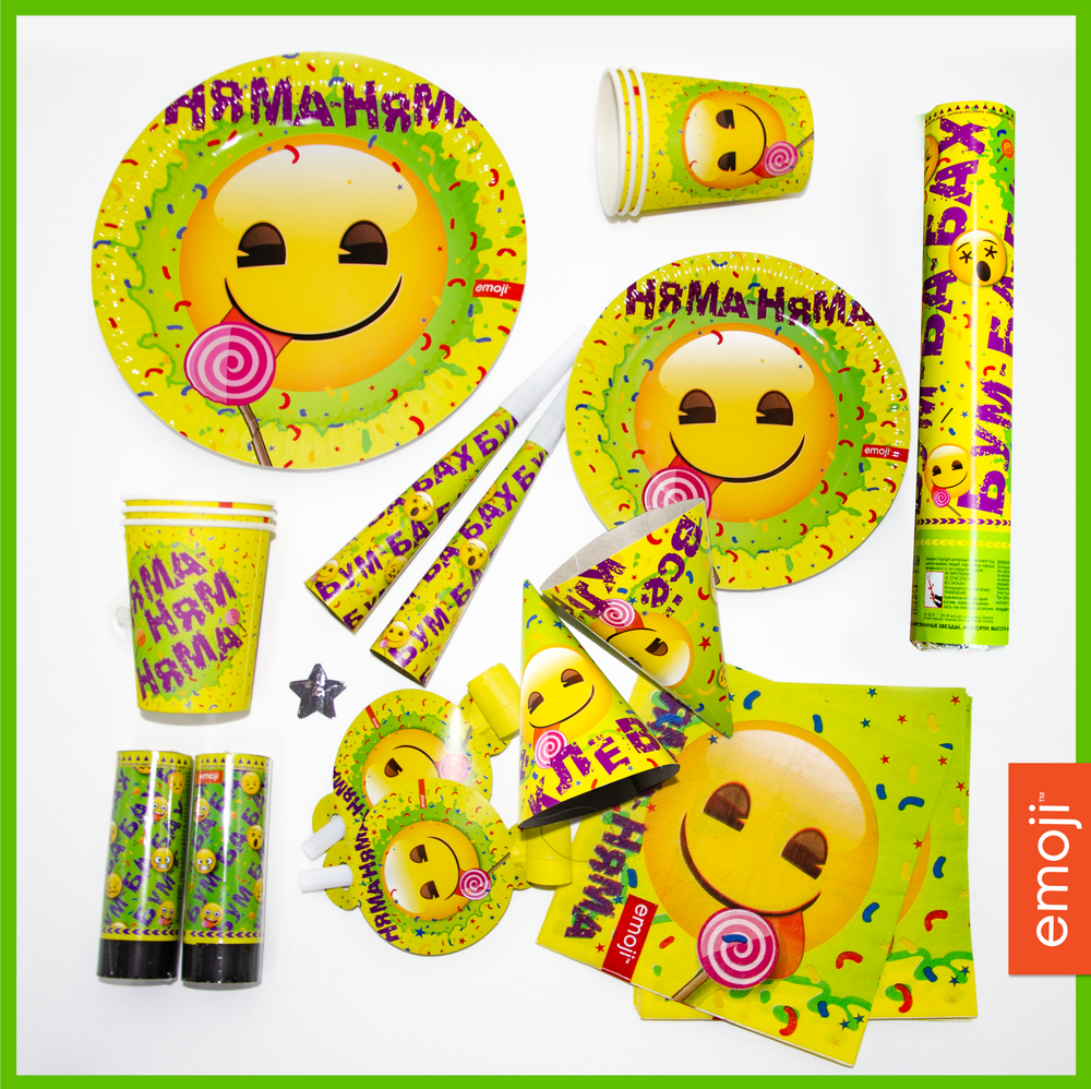 Колпаки на праздник Смайл, Emoji, Желтый, 1 шт.