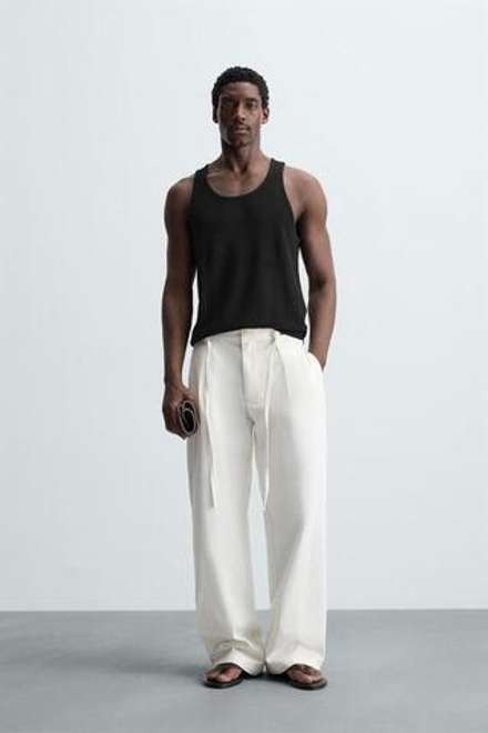 ZARA БРЮКИ RELAXED FIT СО СКЛАДКАМИ, ЭКРЮ