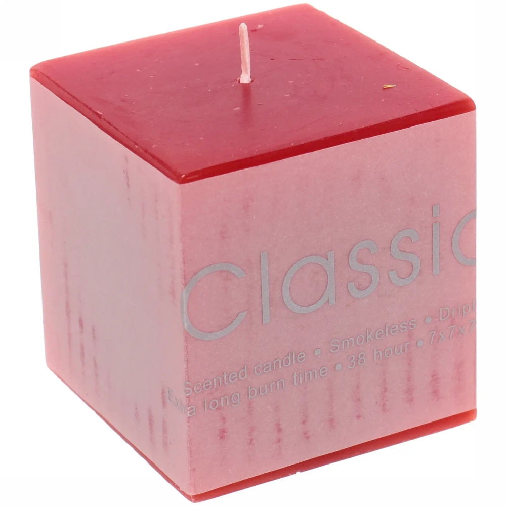 Свеча «Classic» 7*7*7,5см цвет красный ZD-131