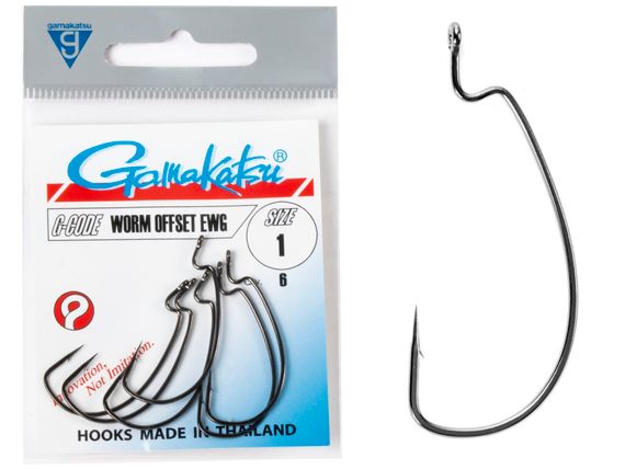 Крючки офсетные Gamakatsu WORM OFFSET EWG HOOKS BLACK разм. 01 6шт.