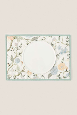 ZARA HOME САЛФЕТКА С ЦВЕТОЧНЫМ ПРИНТОМ, ЗЕЛЕНЫЙ/СИНИЙ