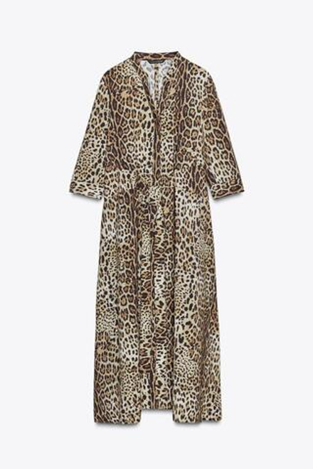 ZARA ПЛАТЬЕ С АНИМАЛИСТИЧЕСКИМ ПРИНТОМ — ZW COLLECTION, ЛЕОПАРДОВЫЙ