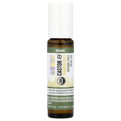 Aura Cacia, Roll-On, касторовое масло и ладан, 9,2 мл (0,31 жидк. Унции)