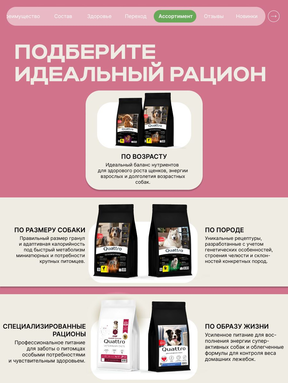 Корм сухой для взрослых собак породы Йоркширский терьер, с ягненком, 800 гр, QUATTRO