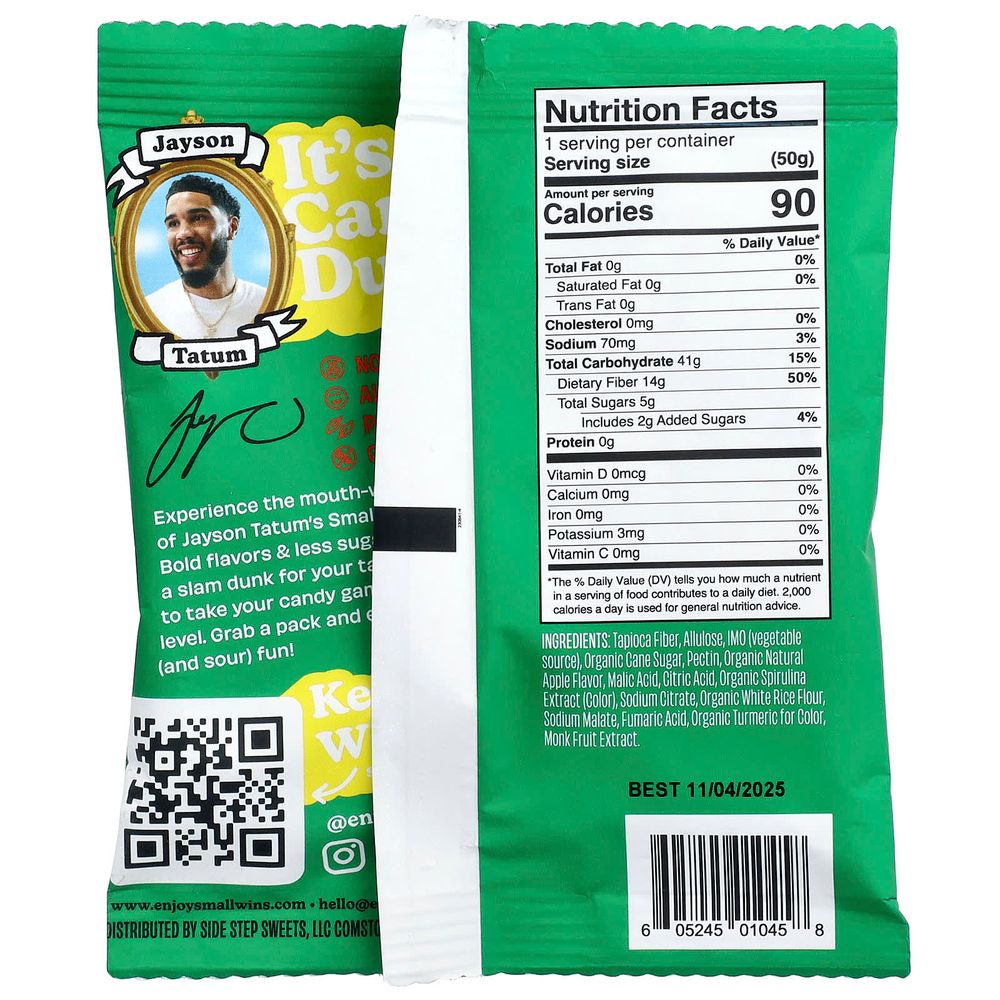 Enjoy Small Wins, жевательные таблетки, кислое зеленое яблоко, 50 г (1,8 унции)