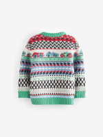 Джемпер вязаный для мальчика Next N24-234, Зеленый, Молочный