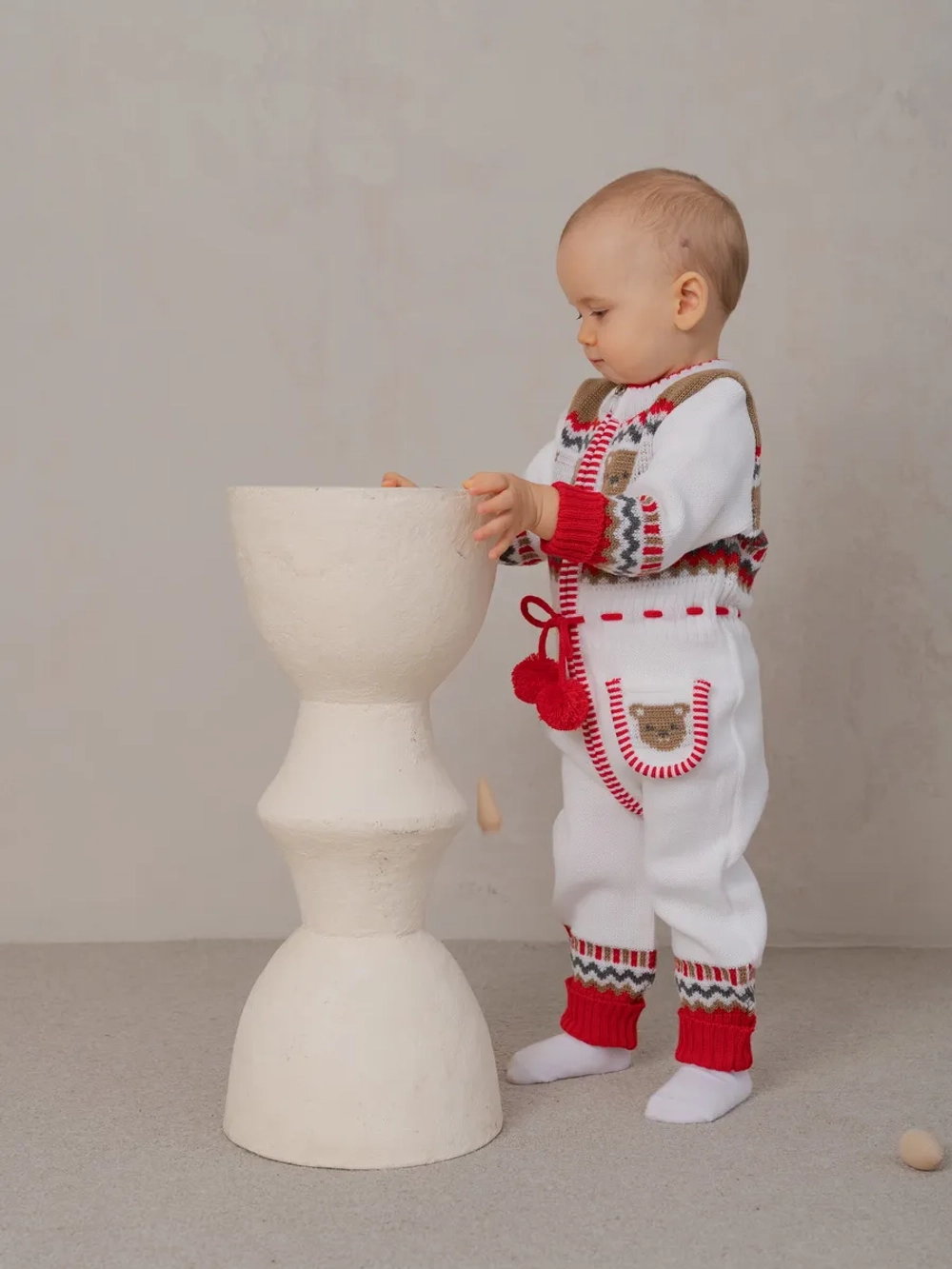 Вязаный комбинезон для новорожденных и малышей на молнии