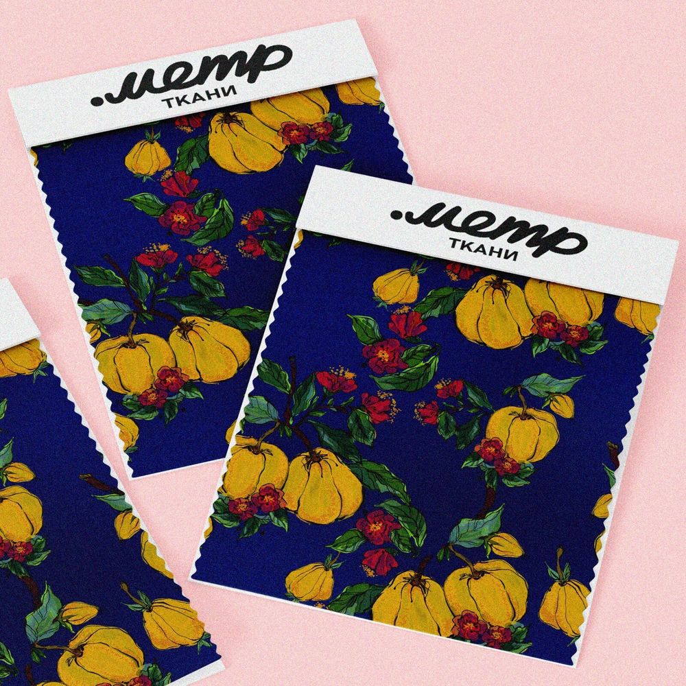 Ткань блэкаут айва спелая с листьями