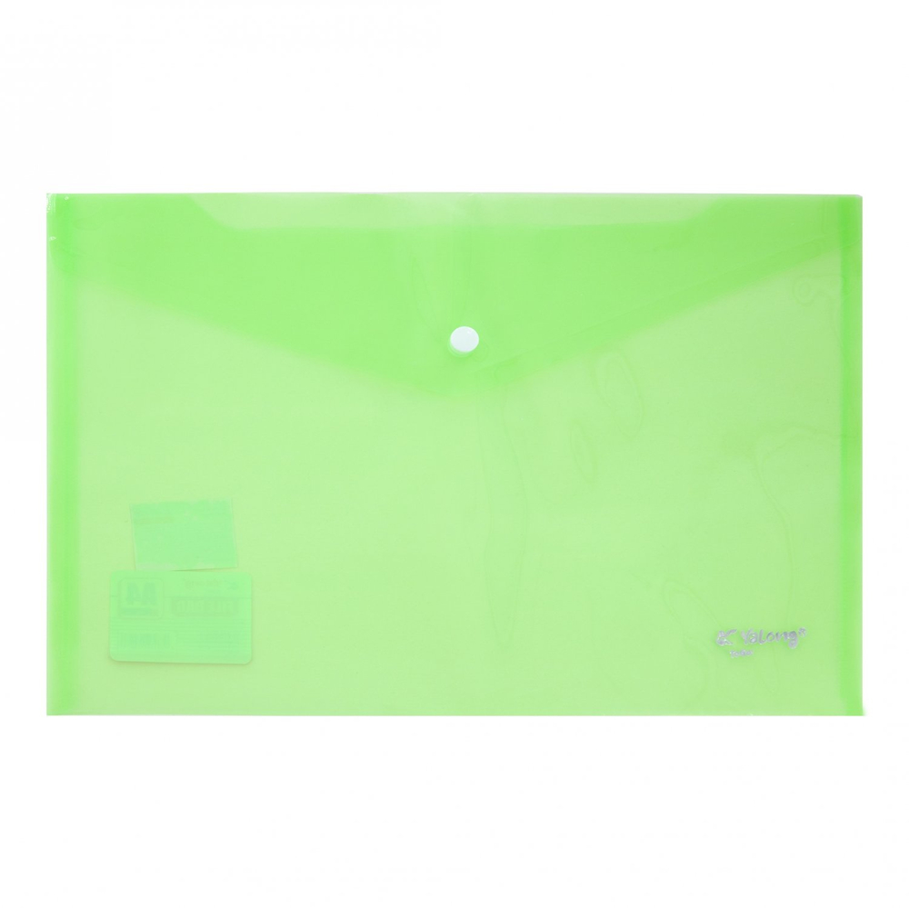 Папка-конверт на кнопке Yalong, A4, 230х330 мм, 140 мкм, ассорти в коробе, прозрачная