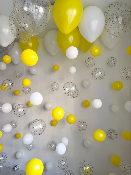 Воздушные гелиевые шарики пузыри желтый/белый №4982