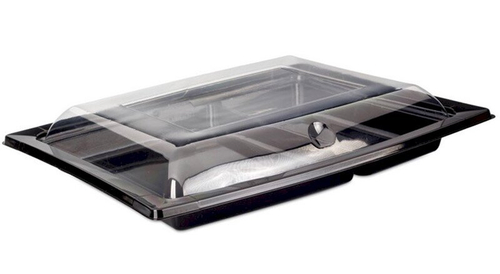 Контейнер под суши Guillin RAV2C601N с крышкой, 255х215х27 мм, 2-секционный, 160 штук