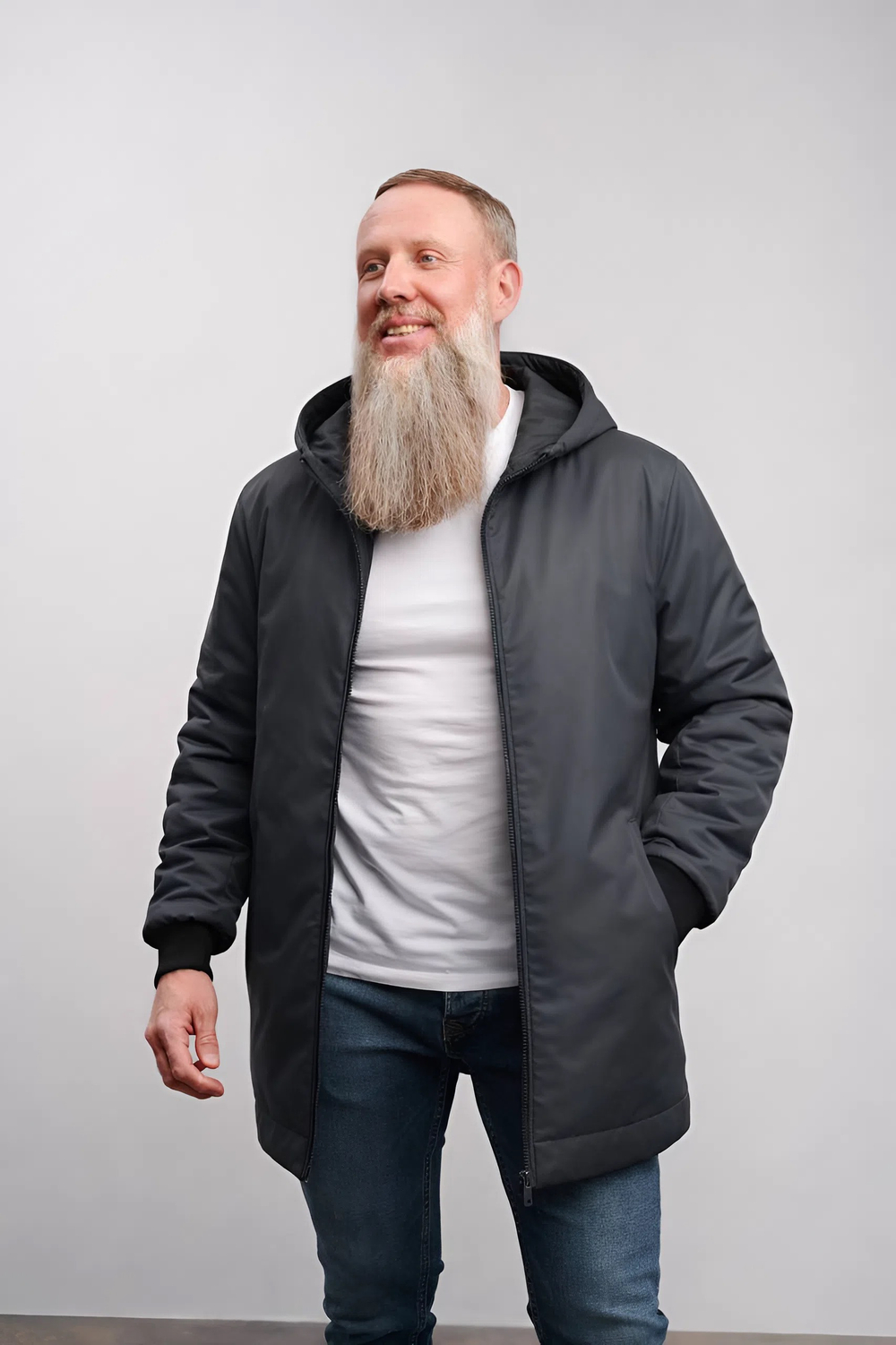 Полупальто мужское демисезонное "HN-6" серый