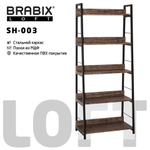 Стеллаж на металлокаркасе BRABIX "LOFT SH-003", 600х350х1500, 5 полок, цвет морёный дуб, 641234