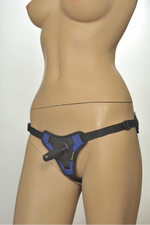 Сине-чёрные трусики с плугом Kanikule Strap-on Harness Anatomic Thong