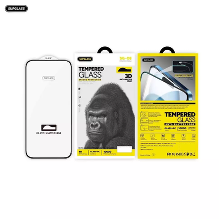 Защитное стекло силиконовый край SUPGLASS Nano Edge Glass SG-08 IPh 17 Pro (6.3)