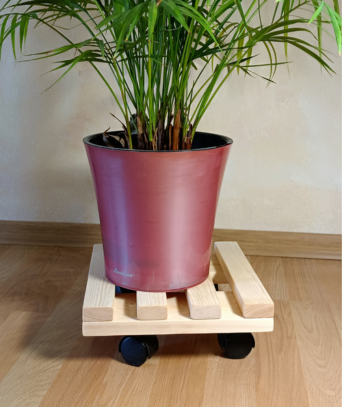 Подставка для растений на колесиках из дерева,квадратная