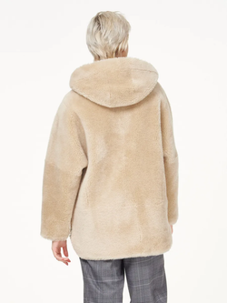 Шуба из шерсти чебурашка тедди, бежевая, SilverFox