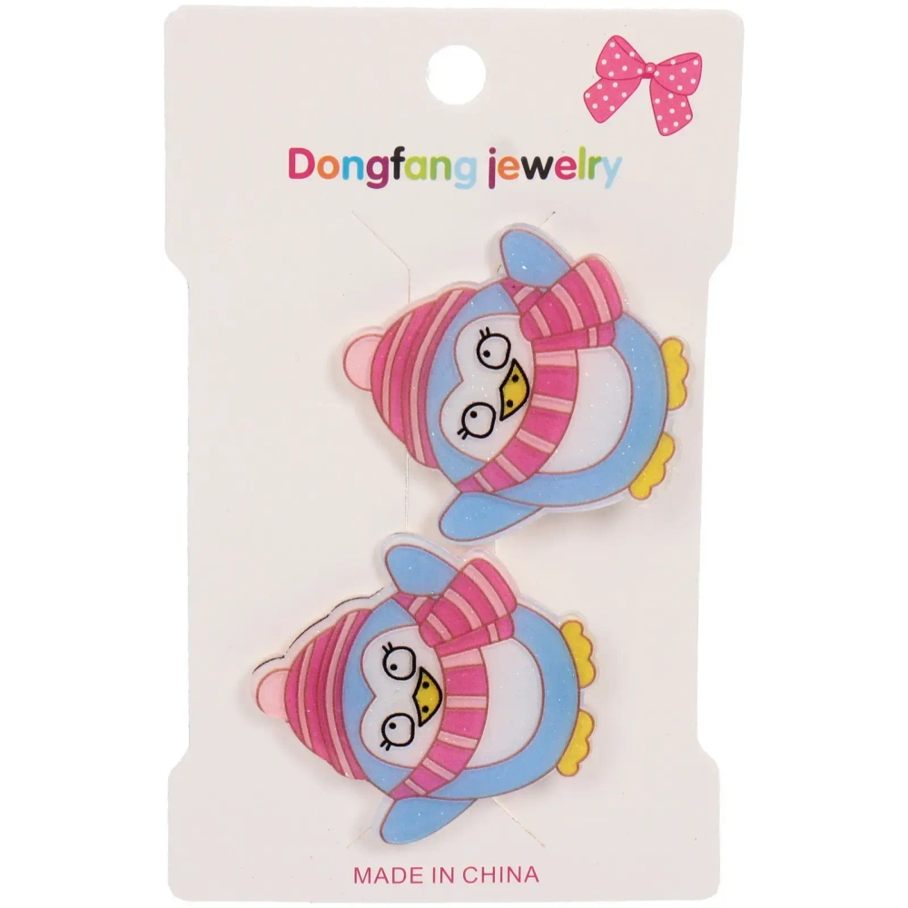 Зажимы для волос детские 2шт «БИСКВИТ», Пингвин, 5см