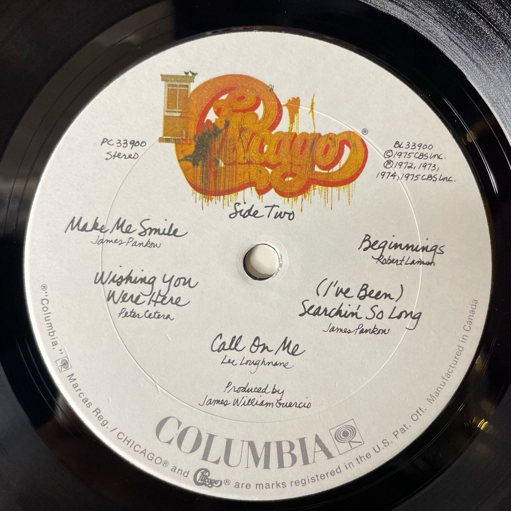 Винтажная виниловая пластинка LP Chicago IX Greatest Hits (Canada 1975) Make Me Smile