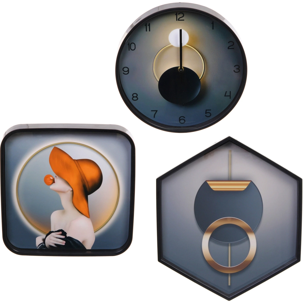Часы настенные + пано 2шт «HOME STYLE» Обольщение, черный корпус