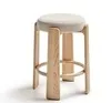 Полубарный табурет Granite 65 см, бежевый шенилл, массив ясеня в натуральном цвете