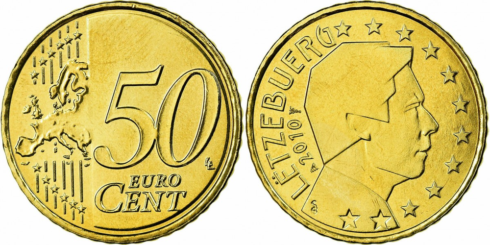 Люксембург 50 евроцентов, 2007-2024 Анри - великий герцог Люксембурга XF