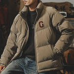 Мужской зимний пуховик без капюшона.Наполнитель 90% белый утиный пух.