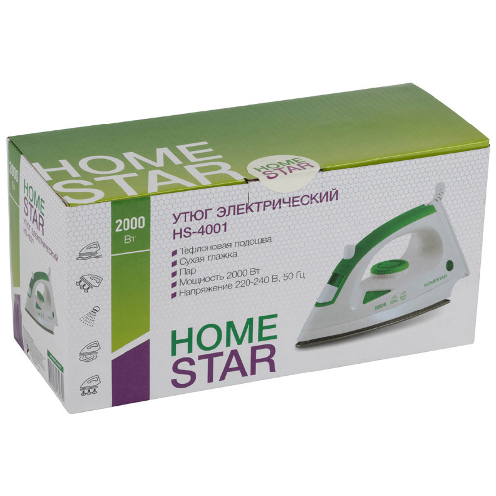Утюг HOMESTAR HS-4001 бело-зеленый (004837)