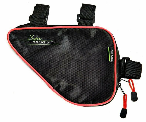 Сумка под раму, карман для телефона внутри сумки, 240*180*60мм, красный кант