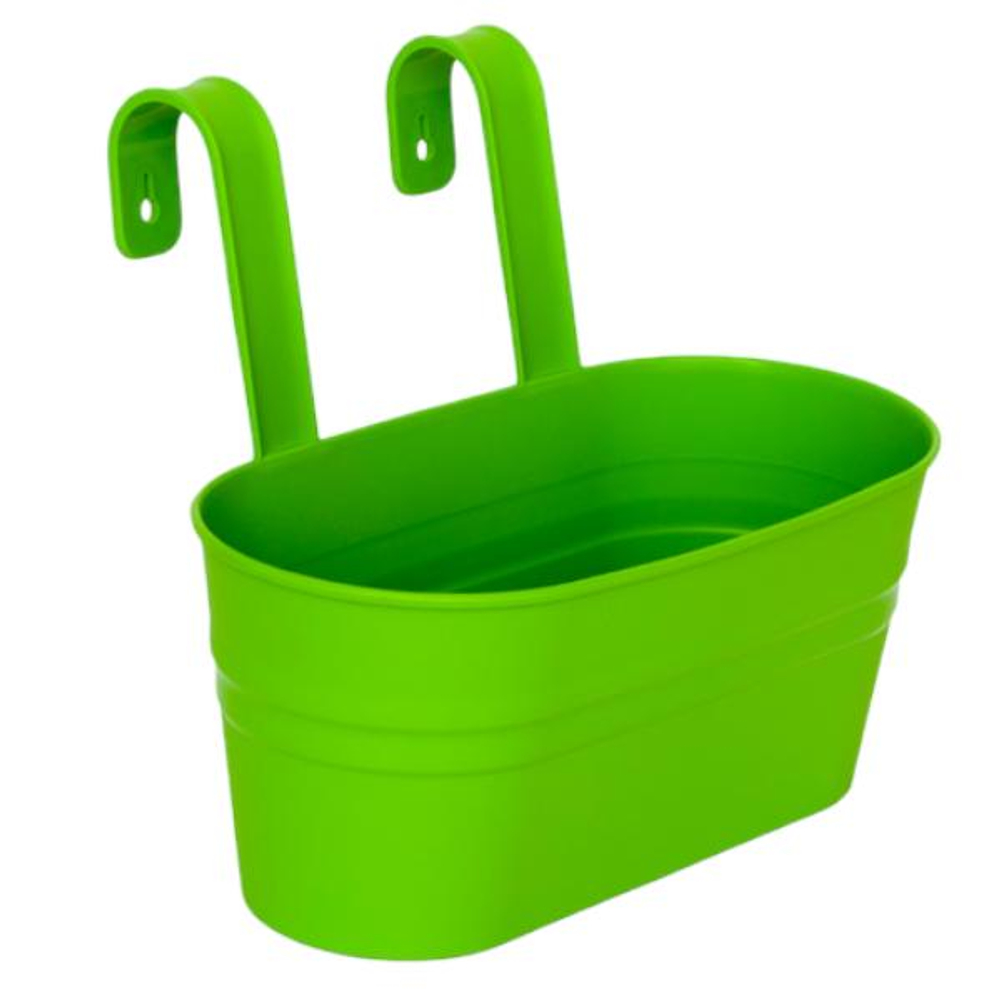 Кашпо "Ведро декоративное" большое овальное настенное с крючками для подвеса, цвет салатовый