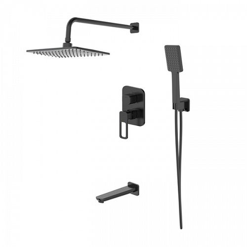 Душевая система встроенная с изливом Iddis Slide, черный матовый