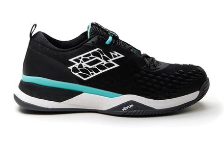 Мужские кроссовки теннисные Lotto Raptor Hyperpulse 100 Clay - all black/all white/green 929c