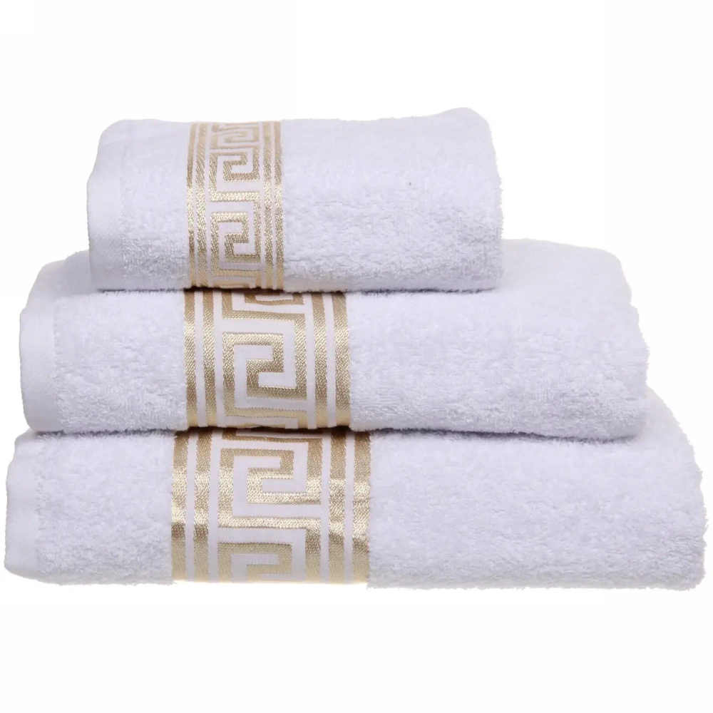 Полотенце махровое 70*140см «Greece» цвет белый 01000 плотность 450гр/м2 с петелькой-подвесом